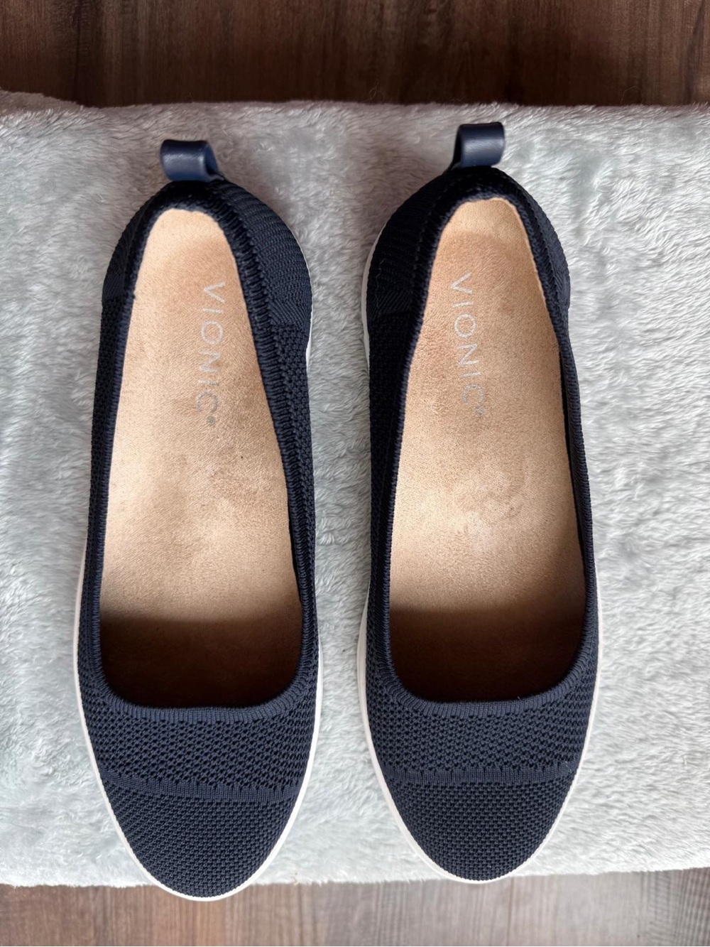 Vionic Uptown Knit Skimmer Flats Navy Blue Size 40